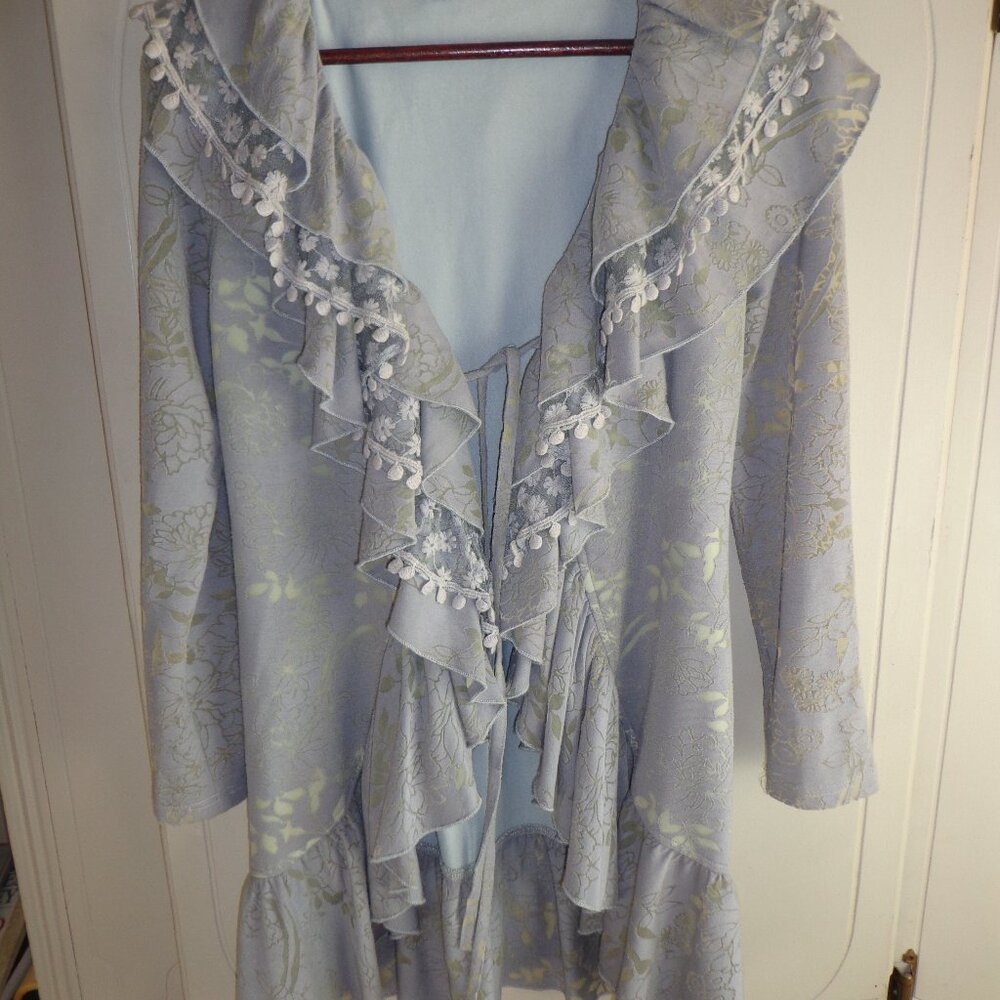 Young Essence Tiered Waterfall Burnout Cardigan S Dusty Lavender Tie Lined